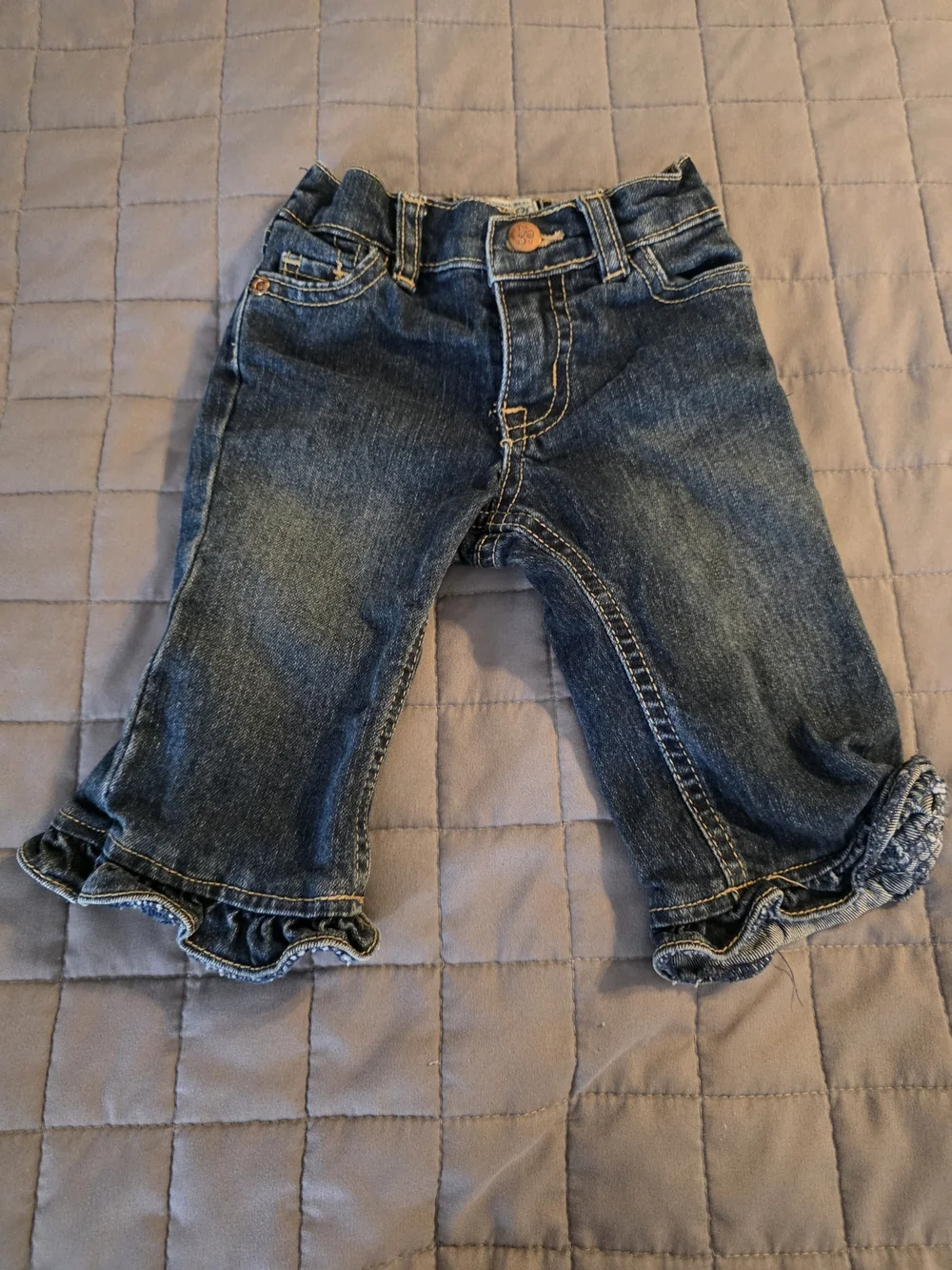 The Children's Place Dark Blue Ruffle Hem Denim Jeans 6-9 Months